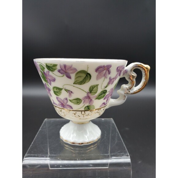 Chintz Violet Teacup Coffee Cup Gold Trimmed Vintage - Picture 2 of 12